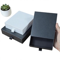Boîte à tiroir personnalisable FCR Luxury Black Pearlescent Glitter Bronzing Embossing, boîte cadeau coulissante en carton rigide premium, pour bougie