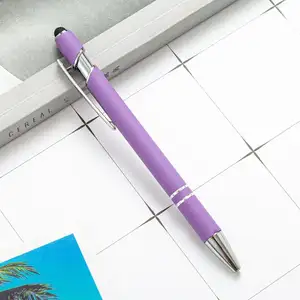 قلم ضغط معدني قلم قضيب ألومنيوم قلم باللمس بسعة حبرية قلم ذو علامة تجارية مخصصة