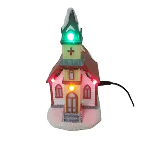 عرض ساخن على منتجات جديدة للحدائق في قرية عيد الميلاد منازل خرافية مصغرة مع إضاءة للبيع بالجملة