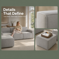 Canapé modulaire en chenille en forme de L pour grands projets hôteliers, emballé sous vide, sections moelleuses, en mousse à mémoire de forme, respectueux de la peau