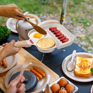 Modern Non-Stick Ceramic Coated Square Griddle Pan With Wooden Handle And Utensils <b>Set</b> For <b>Induction</b> And Gas Stoves - Product Image 5