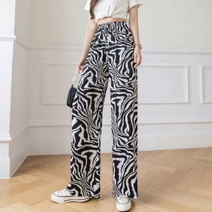 Pantalon décontracté d'été pour femme d'Asie du Sud-Est, taille haute, imprimé, ample, jambe large, 100 % polyester, séchage rapide, avec cordon de serrage - Product Image 4