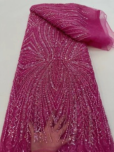 NI.AI pullu boncuklu dantel düğün şerit dantel kumaş lüks payetler işlemeli dantel kumaş dizisi ile - Product Image 5