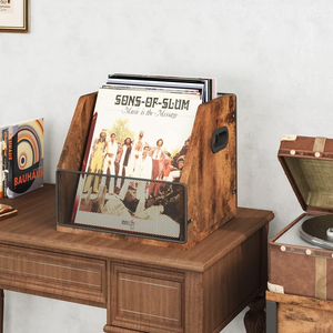 Retro vinyl platen opbergkast voor thuisgebruik, tafelblad displaystandaard voor cd-opslag, massief houten platen opbergbox - Product Image 3