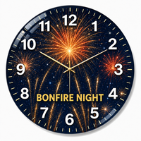 Horloge murale en verre ronde de 30 cm avec cadran imprimé Rosh Hashanah W