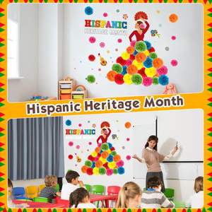 Décorations Pompom du Mois du Patrimoine Hispanique, tableau d'affichage <span class=keywords><strong>de</strong></span> la salle <span class=keywords><strong>de</strong></span> classe espagnole, 68 pièces - Product Image 3
