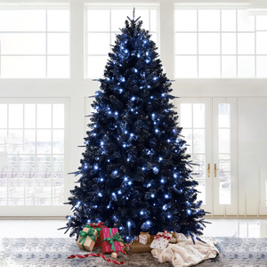 7.5ft albero di Natale di alta qualità PE/PVC misto nero albero artificiale Pre-illuminato Mini grande Base in metallo per uso domestico vacanza - Product Image 1