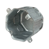 Boîte de jonction octogonale en acier galvanisé durable, 3,3 pouces de profondeur, 2,0 mm d'épaisseur, avec huit découpes de 3/4 et 1 pouce (4x3/4" 4x1")