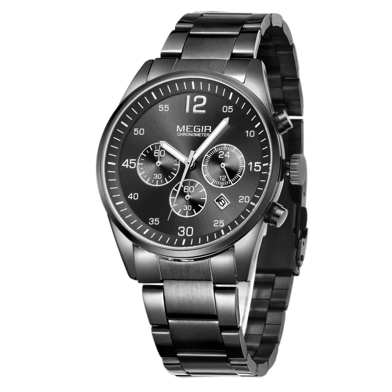 Jan Tangan marca original luxo homens cronógrafo relógios impermeável quartzo analógico Megir Watch 2010