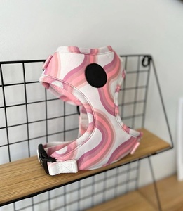 No Pull pink Line Plaid <strong>French</strong> All Size <strong>Bulldog</strong> Teddy Dog <strong>Harness</strong> Neoprene Custom Cute Print Dog <strong>Harness</strong> and Lead Set for Puppy - Product Image 2
