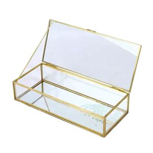Glass and Brass Gold Preservation Jewelry Organizer Storage Box - Product Image 1