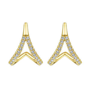 Orecchini a Perno Geometrici Placcati Oro per Donne, Gioielli di Moda con Cristalli e Strass, Orecchini Moderni in Lega - Product Image 3