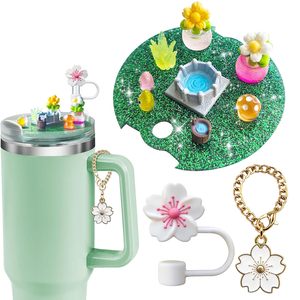 كوب هالالوان كأس الفلورسنت ثلاثي الأبعاد قطعة العلامة التجارية ، قطر كبير غطاء الغبار سدادة القش الشرب - Product Image 4