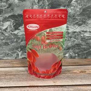 matte finished opaque window resealable goji berry salad red dates dry food flexible foil doypack zipper pouch bag