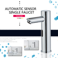 Robinet de lavabo moderne à poignée unique, à colonne, étanche, avec capteur automatique, installation monotrou, fonction économie d'eau