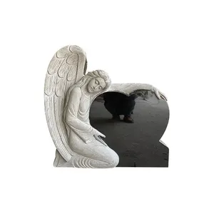 High Quality American Style Exquisite Black Granite Heart Shaped Headstone Angle Gravestone Headstones And Monuments Stone