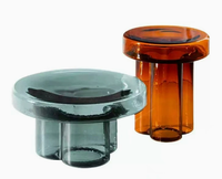 Table basse en verre de style nordique minimaliste moderne avec table d'appoint en forme de pétale, motif rond pour salon