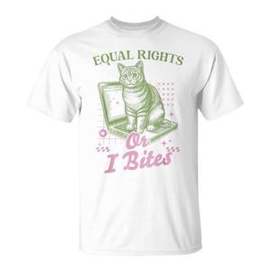 T-shirt femminista Cat Equal Rights Or I Bites a maniche corte, girocollo, unisex, per adulti, abbigliamento promozionale - Product Image 1