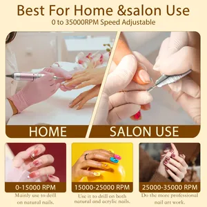 Professional Electric <b>Nail</b> Drill <b>Kit</b> for Acrylic & Gel <b>Nails</b> - 35000RPM Set for Shaping, Polishing & Buffing - Home & Salon Use - Product Image 6