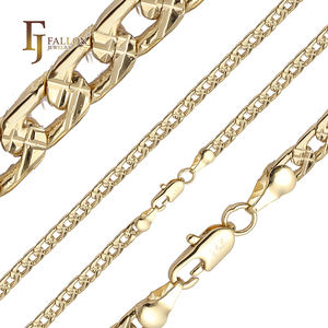 54110156 4mm + FJファロンファッションジュエリーカーブリンクダブルクロスハンマーチェーンメッキ14K金真鍮スプリット - Product Image 3