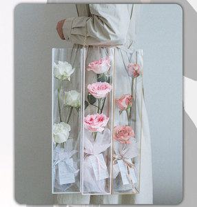 Bolsa de Regalo con Asa y Diseño de <span class=keywords><strong>Rosa</strong></span> en 3 Colores, para Envolver Ramos, Reciclable, de Plástico PP, para Bodas, Cumpleaños, Día de la Madre - Product Image 5