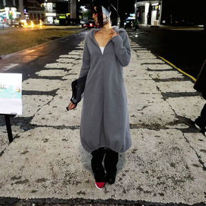 Custom Women's Regular Embroidered Knitted <b>Cardigan</b> Casual Hooded <b>Coat</b> Loose Full Sleeves Breathable Lined Streetwear Autumn - Product Image 2