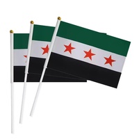 Bendera Tangan Grosir Kustom Bendera Suriah dengan Cetak Digital Bahan Poliester Tahan Lama Berbagai Bendera Negara