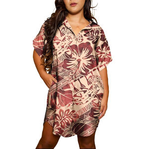 Puletasi vestidos elegantes de estilo étnico polinesio Tribal samoano Tapa estampado de flores vestidos samoanos para mujeres - Product Image 3