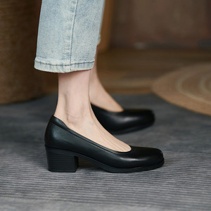 <span class=keywords><strong>Zapatos</strong></span> <span class=keywords><strong>de</strong></span> Tacón Grueso con Suela Suave y Cómodos para Mujer, Modelo 2025, Elegantes, para Azafatas, Tacón Alto, Punta Redonda, Versátiles y Profesionales - Product Image 2