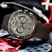 Montre-bracelet chronographe sportive pour homme CURREN 8502 avec bracelet en silicone noir, date automatique, aiguilles lumineuses, montre à quartz légère pour homme
