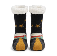 Chaussettes d'hiver doublées en sherpa avec logo personnalisé, motif fusée spatiale, pour enfants, épaisses, antidérapantes, vente en gros