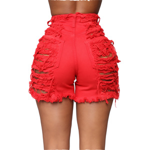 Summer <strong>Jeans</strong> Ripped <strong>High</strong> <strong>Waist</strong> Denim <strong>Shorts</strong> for Women - Product Image 4