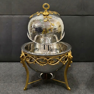 2026 Luxury Top Trending Round Style Chafing Dish With Ornate <b>Legs</b> With Lid High Quality Brass And Stainless Steel Available - Product Image 1
