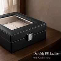 Boîte de rangement pour montres en bois noir de style personnalisé avec plusieurs compartiments et doublure douce pour montres de luxe