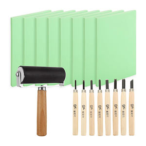 Kit de fabrication de timbres de sculpture ensemble de blocs de linoléum de timbres en caoutchouc <span class=keywords><strong>bricolage</strong></span> avec outils de coupe de <span class=keywords><strong>lino</strong></span> pour la gravure - Product Image 1