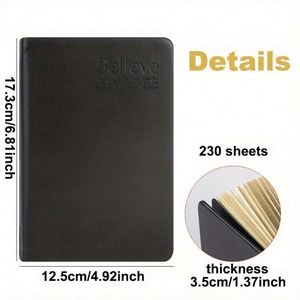 School Hardcover PU Faux Leather Journal A6 Blank Notebook Durable Notepad Thread <b>Sewing</b> Bound Customizable Pages - Product Image 2
