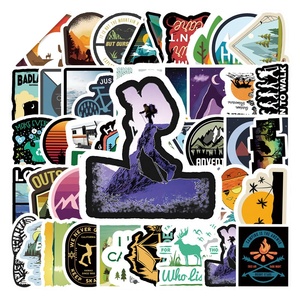 50 pièces autocollants vert pour l'extérieur, étiquette de décoration de fenêtre murale de voiture, <span class=keywords><strong>Camping</strong></span> Go randonnée pique-nique pour ordinateur portable, <span class=keywords><strong>autocollant</strong></span> découpé - Product Image 4