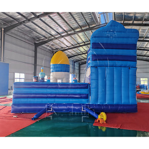 Parco Trampolini Gonfiabile Razzo Spaziale Blu - Gioco Rimbalzante Avventura Cosmica per Bambini all'Aperto - Product Image 4