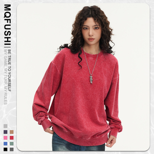 Sudadera Oversize de Algodón 100% con Lavado Ácido Vintage, Cuello Redondo, Logotipo Personalizado, Efecto Desgastado, Gruesa, de Invierno, ODM para Mujer - Product Image 2