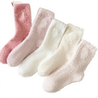 Chaussettes de nuit chaudes mi-mollet pour femmes, épaisses, en velours de vison, avec nœud, pour la maison