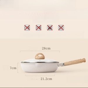 Poêle à frire en aluminium antiadhésive de cuisine moderne avec couvercle en verre Base à induction Poêle à frire ronde Gril à gaz Carote Batterie de cuisine - Product Image 3