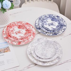 Service de vaisselle Blue D Jungle Tiger, ensemble de 6 assiettes de 8 pouces, 10 pouces, en porcelaine osseuse de haute qualité, assiette à dîner - Product Image 1