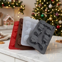 Moule en silicone personnalisé avec logo de Noël, 8 cavités, facile à démouler, qualité alimentaire, pour chocolat, bonbons, pâtisserie, fournisseur de moules en silicone Père Noël