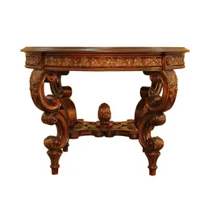 Bouquet de luxe en bois sculpté, 4 pièces, table de bar ronde au centre, avec extenseur des jambes