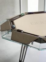 Table de luxe en daim importé d'Italie, table haut de gamme en flanelle, table de divertissement en verre trempé pour les jeux d'échecs et de cartes