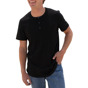 Camisetas de Alta Calidad para Hombre, Manga Corta, Cuello Henley, Dobladillo Curvo, 100% Algodón Jersey, Venta al Por Mayor, Personalizadas, Lisas, Casuales - Product Image 5