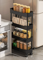 Étagère de rangement multi-niveaux mobile sur pied pour cuisine, salon, armoire - Chariot à collation pliable en plastique écologique