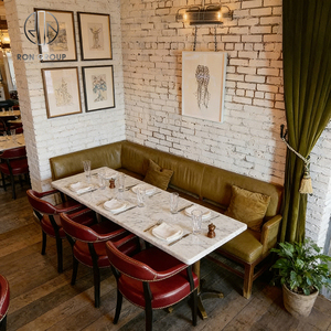 <span class=keywords><strong>Table</strong></span> et chaises de restaurant vintage en pierre frittée carrée, <span class=keywords><strong>avec</strong></span> banquette en cuir, pour usage commercial - Product Image 1