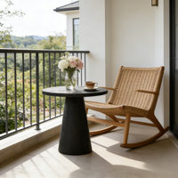 Table ronde de salle à manger en béton de style décontracté, personnalisable en taille et en hauteur, table d'appoint pour extérieur et balcon