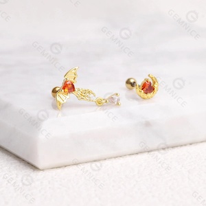 أقراط هالويونِ قرط كمثرى على شكل قلب الخفافيش الفضية الإبداعية - Product Image 5